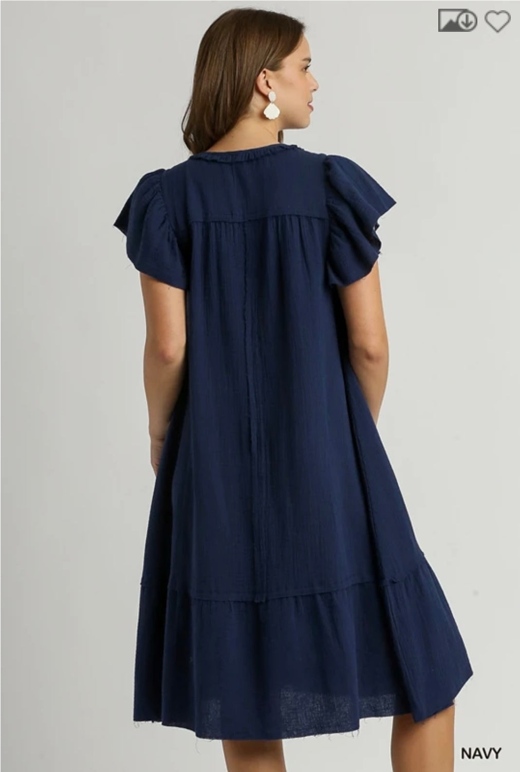A-line midi button v neck midi dress