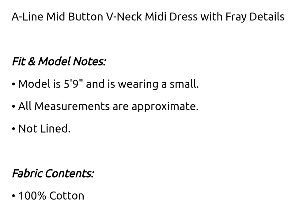 A-line midi button v neck midi dress