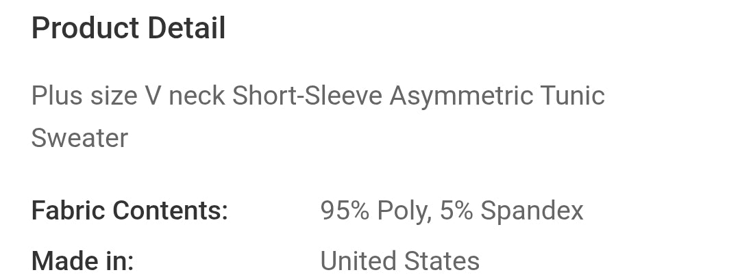 Plus v neck short sleeve asymmetric tunic top
