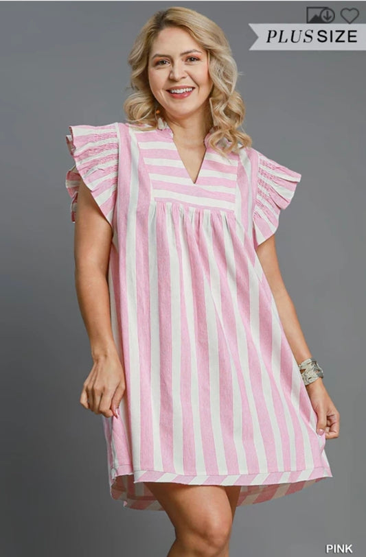 Stripe v neck dress