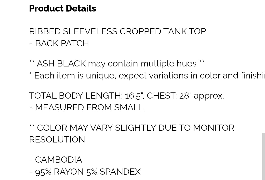 Cropped tank top