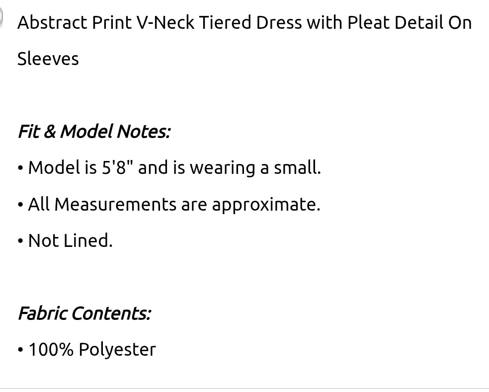 Abstract print v neck dress