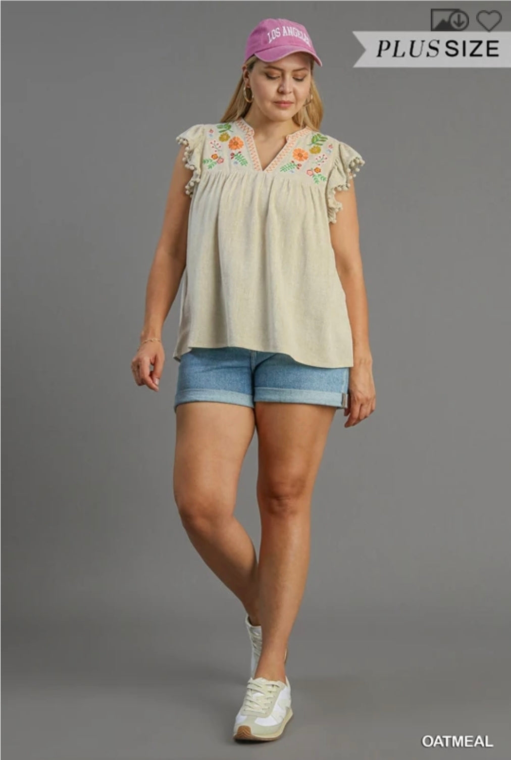 Linen embroidery top