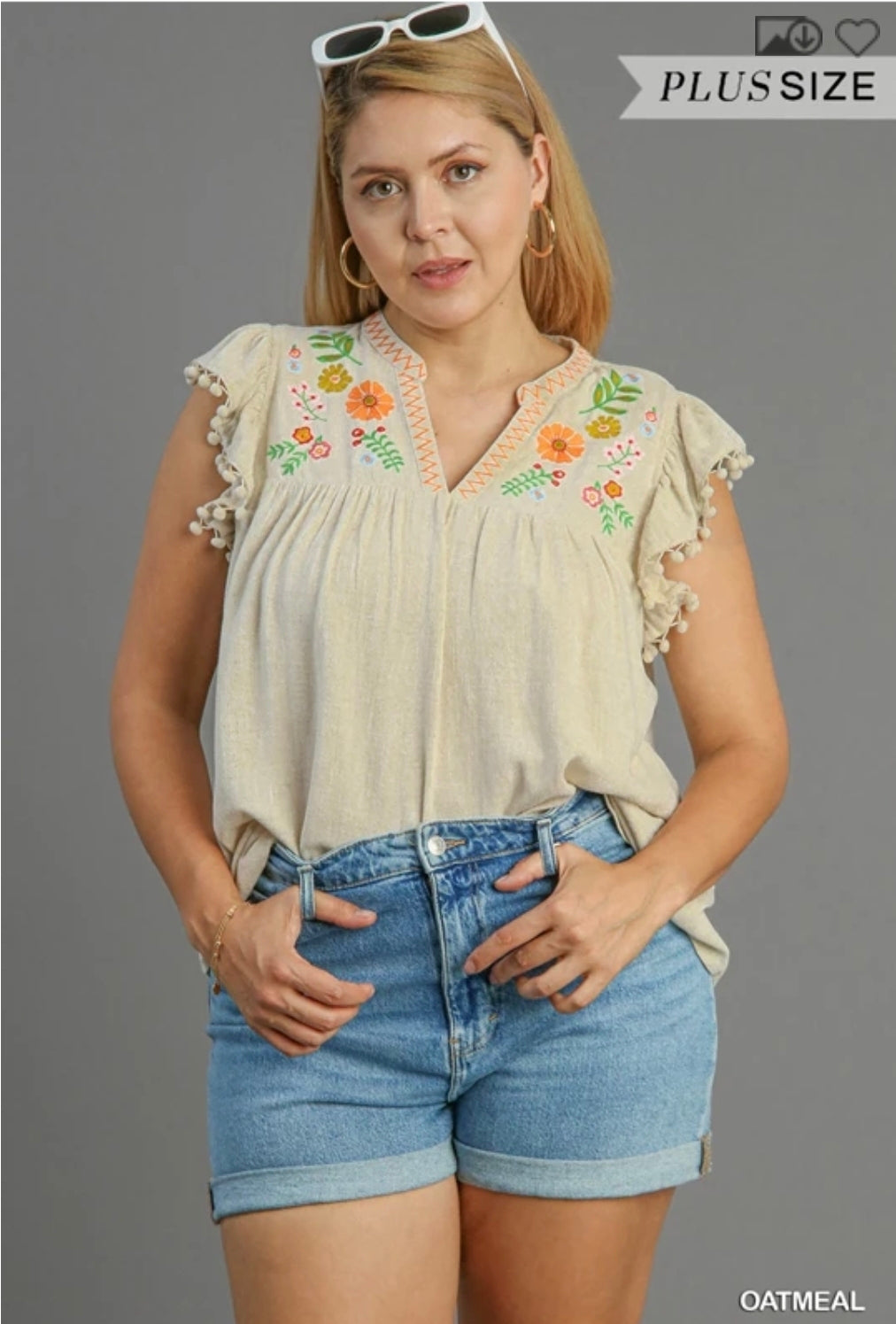 Linen embroidery top