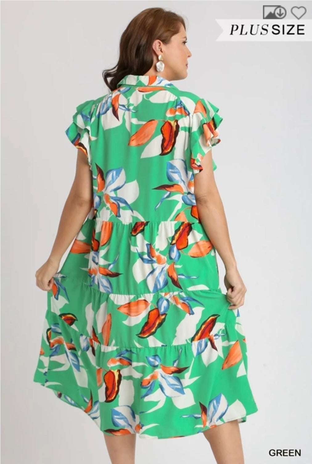 Floral print A line collared midi dress