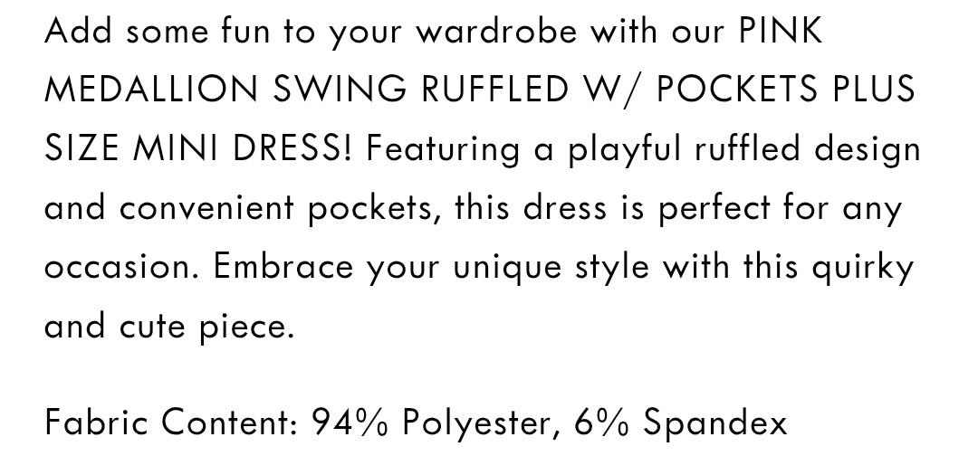 Pink ruffled w/pocket plus size dress
