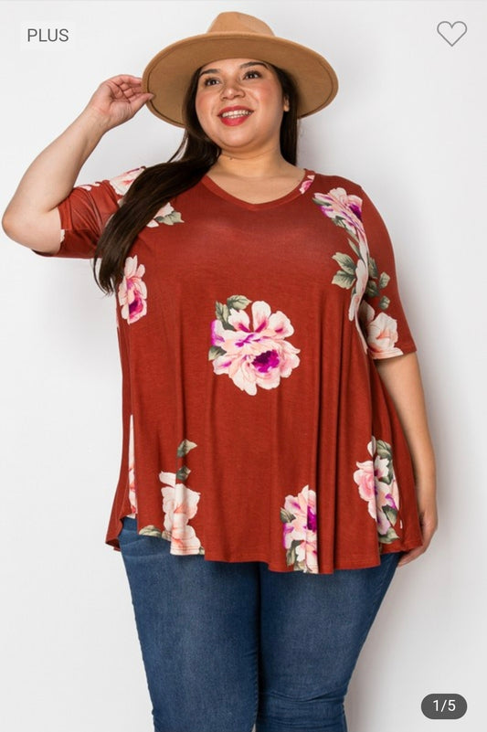 Extra plus size v neck short sleeves tunic top