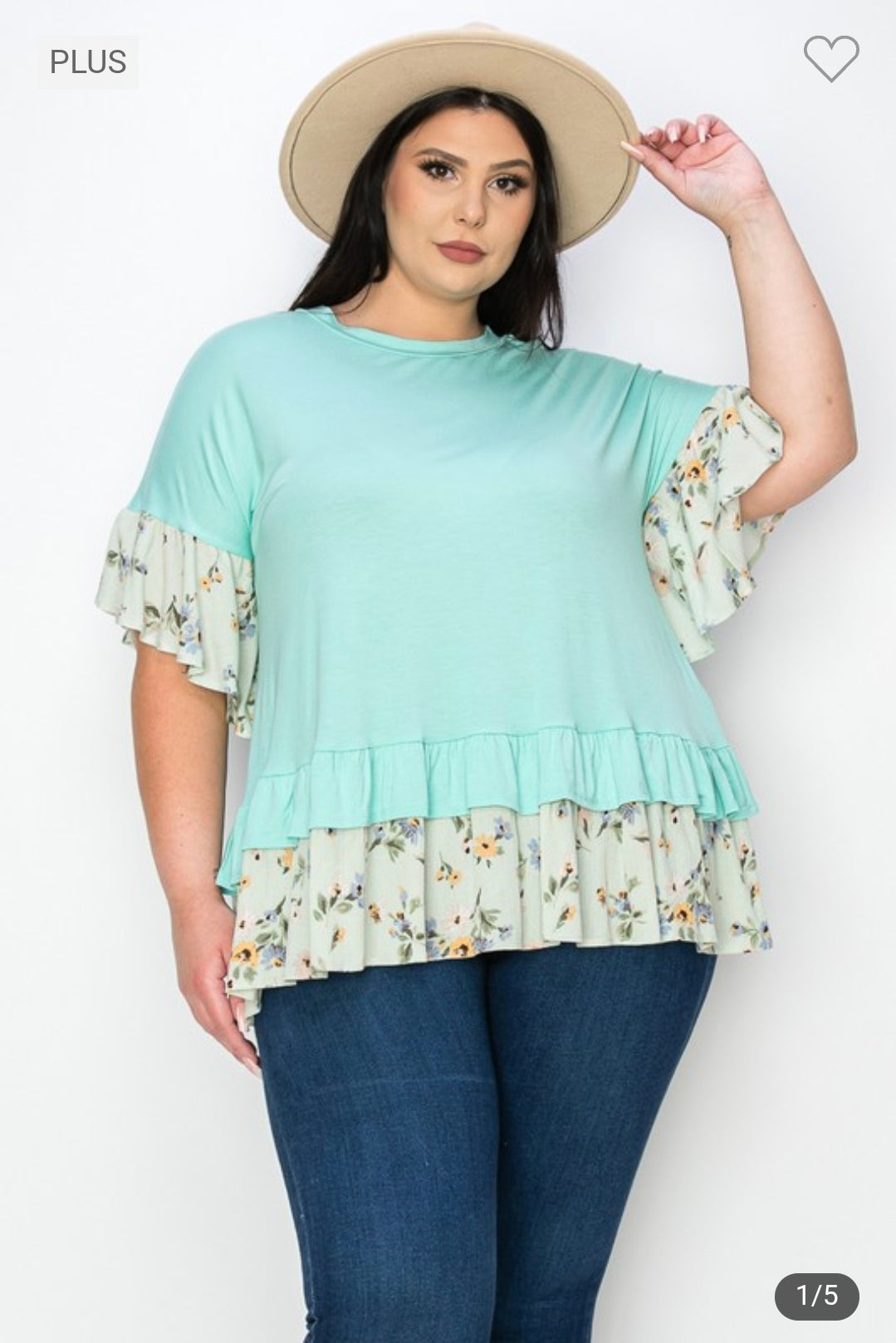 Plus ruffle sleeves tunic top