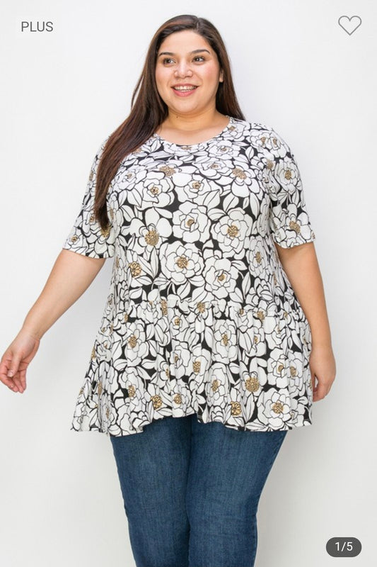 Extra plus size flower print tunic top