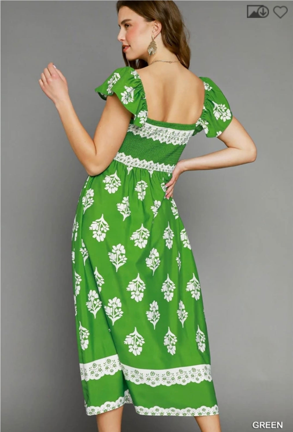 Romantic smocked midi dress