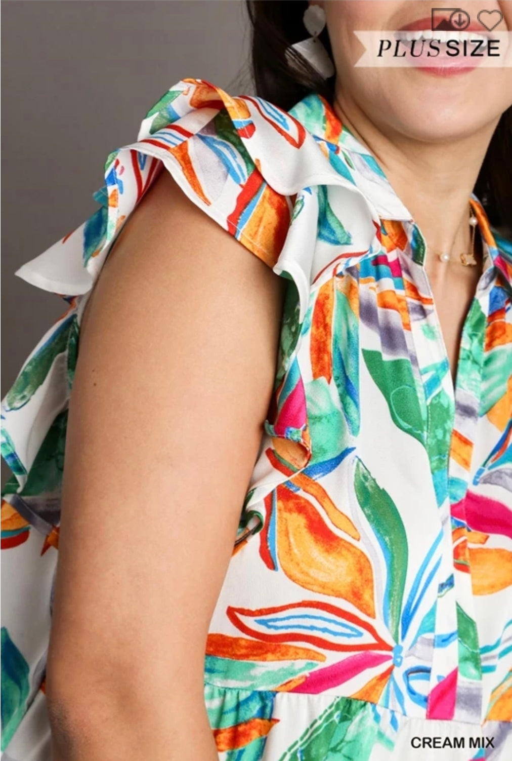 Leaf print Tiered midi dress