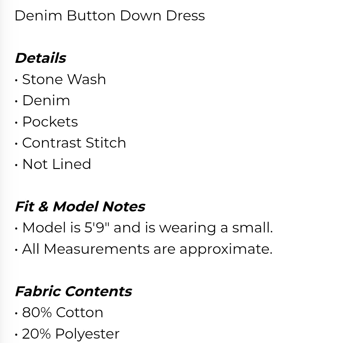 Denim button down dress
