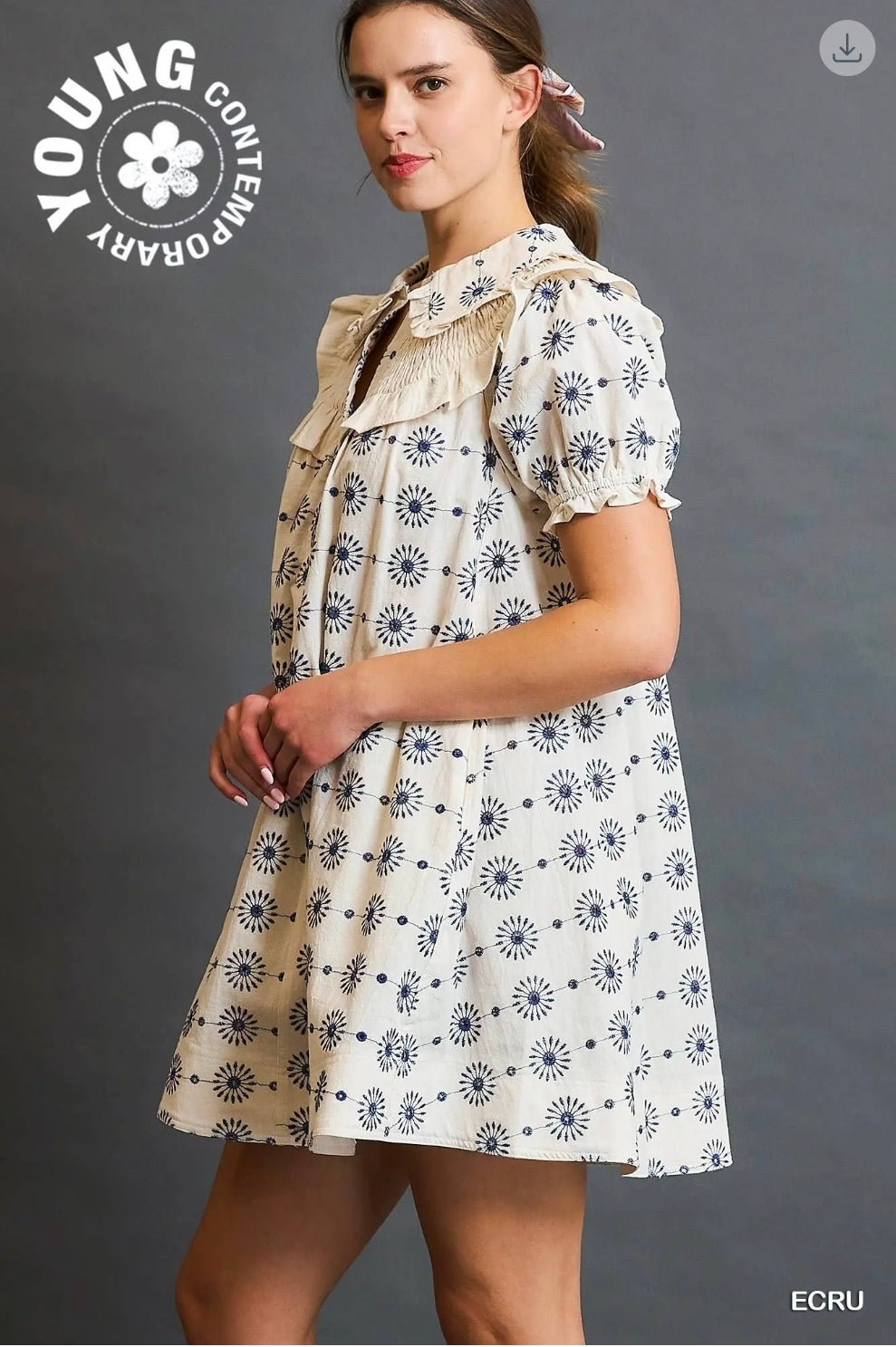 Vintage inspired ruffle collar mini dress