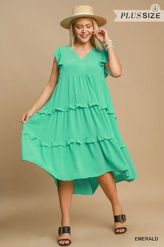 Ruffle tiered midi dress