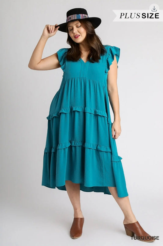Ruffle Tiered midi dress