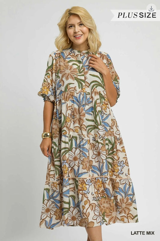 Floral Tiered midi dress