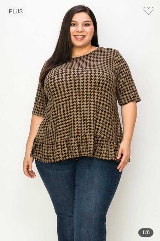 Plus size multi print hem tunic top