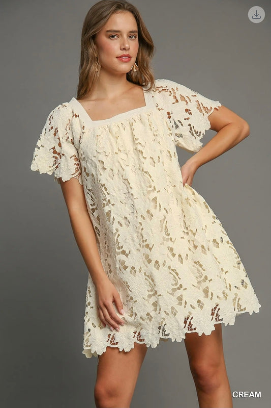 Floral lace mini dress