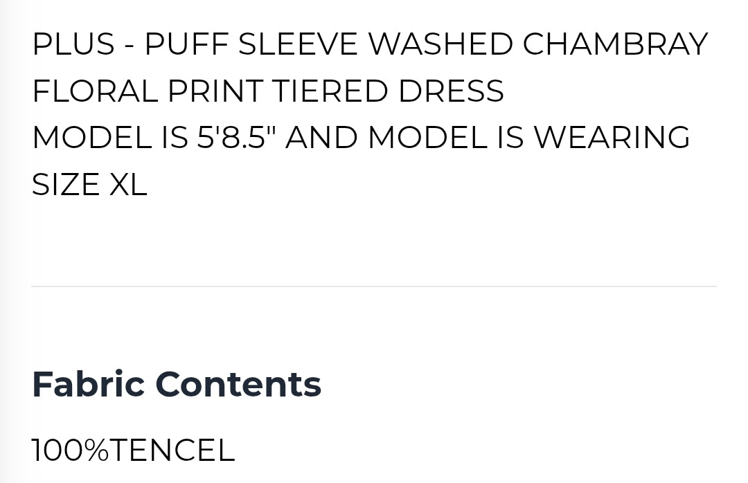 Puff sleeve washed chambray floral print dress