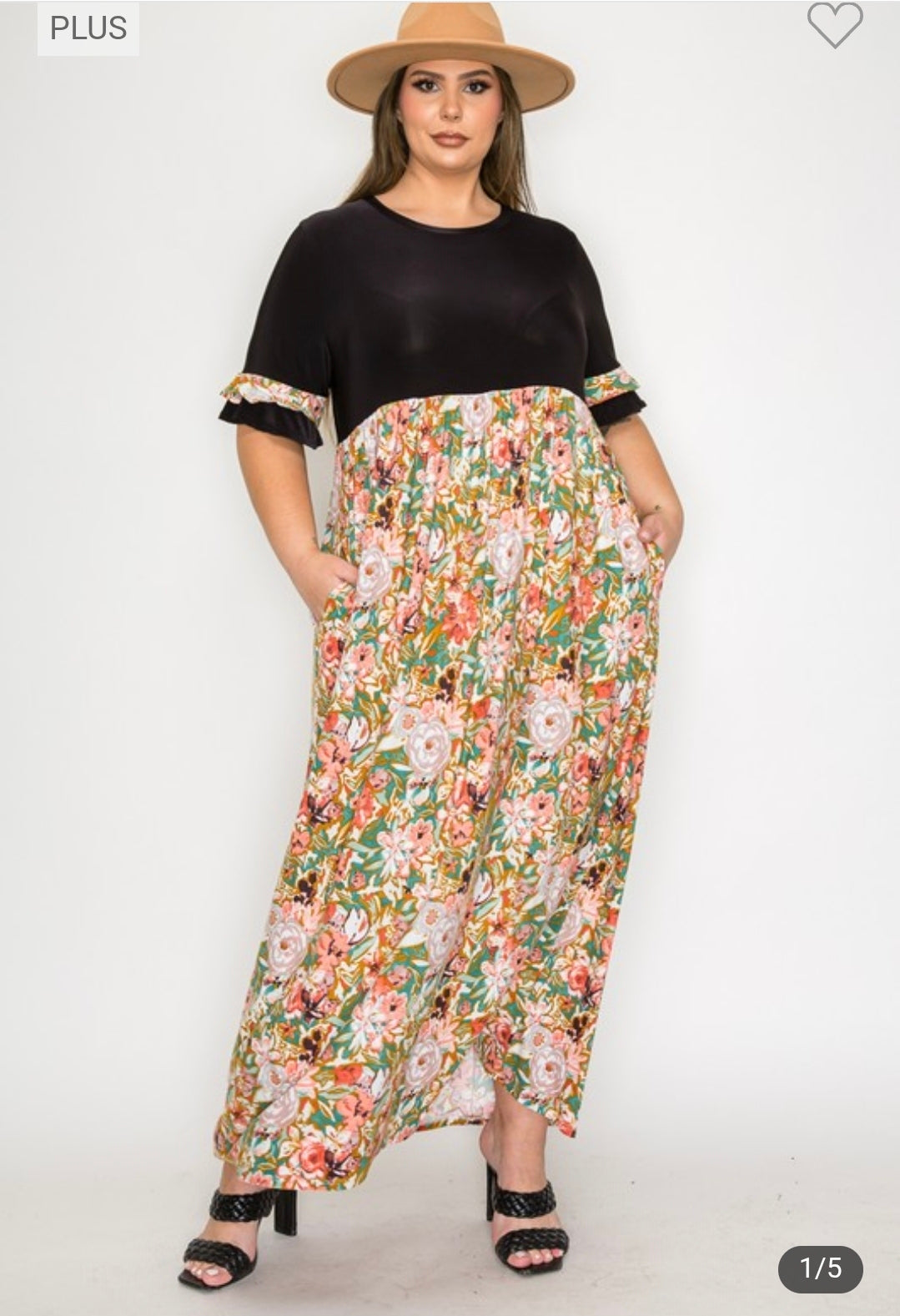 Plus size two tone maxi dress