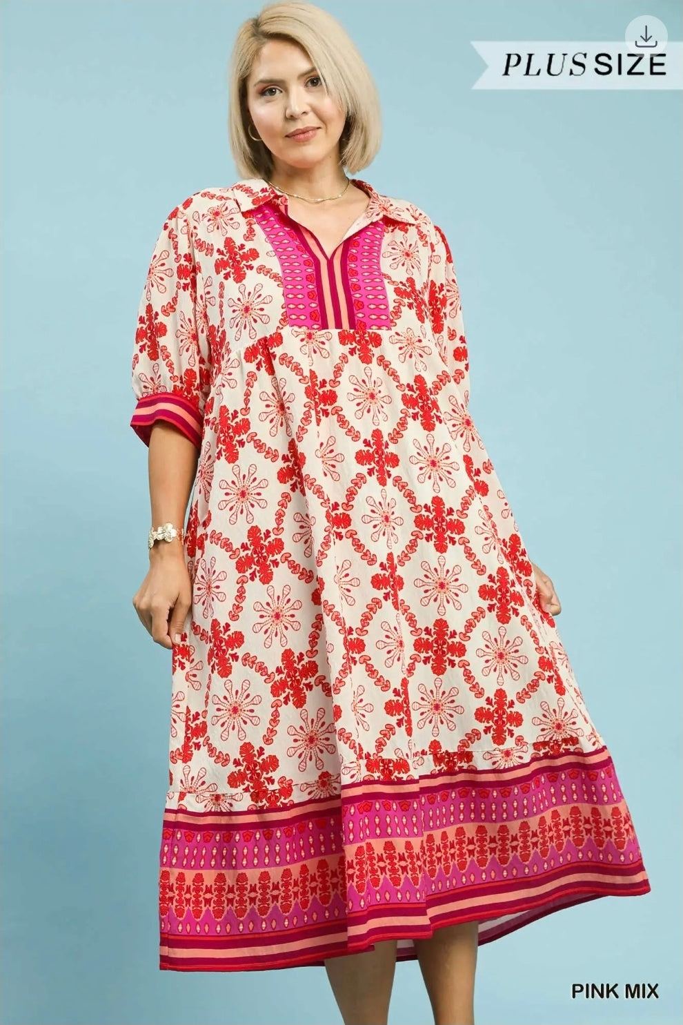 Bloom trellis boarder print midi dress