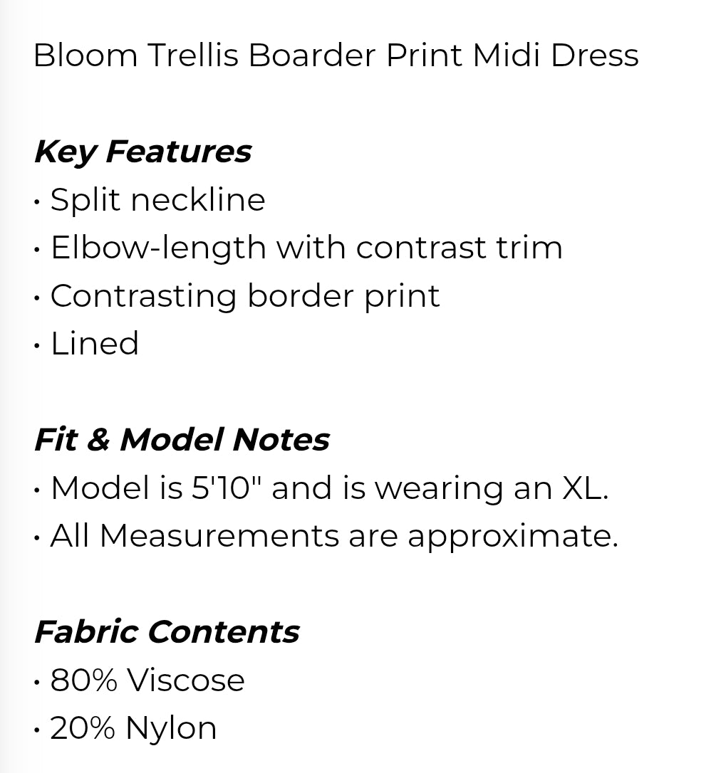 Bloom trellis boarder print midi dress