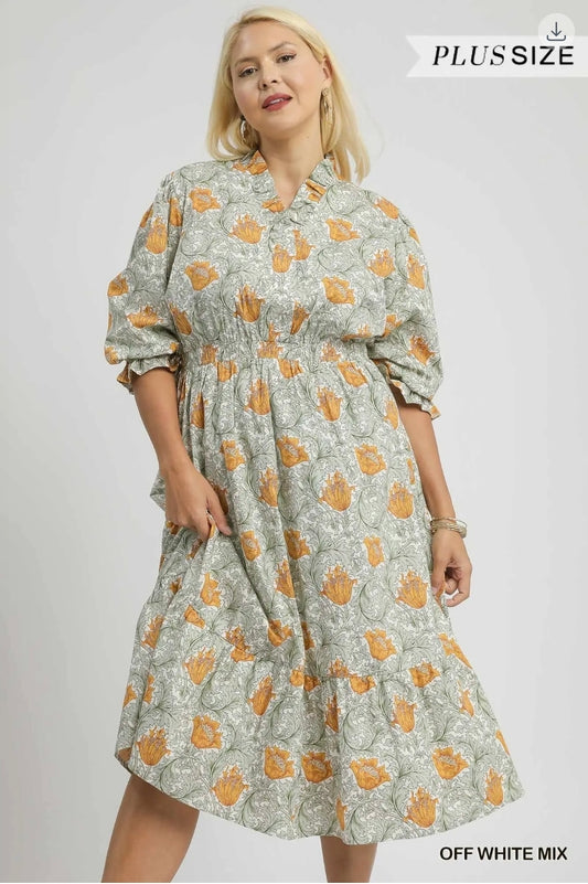 Abstract print midi dress