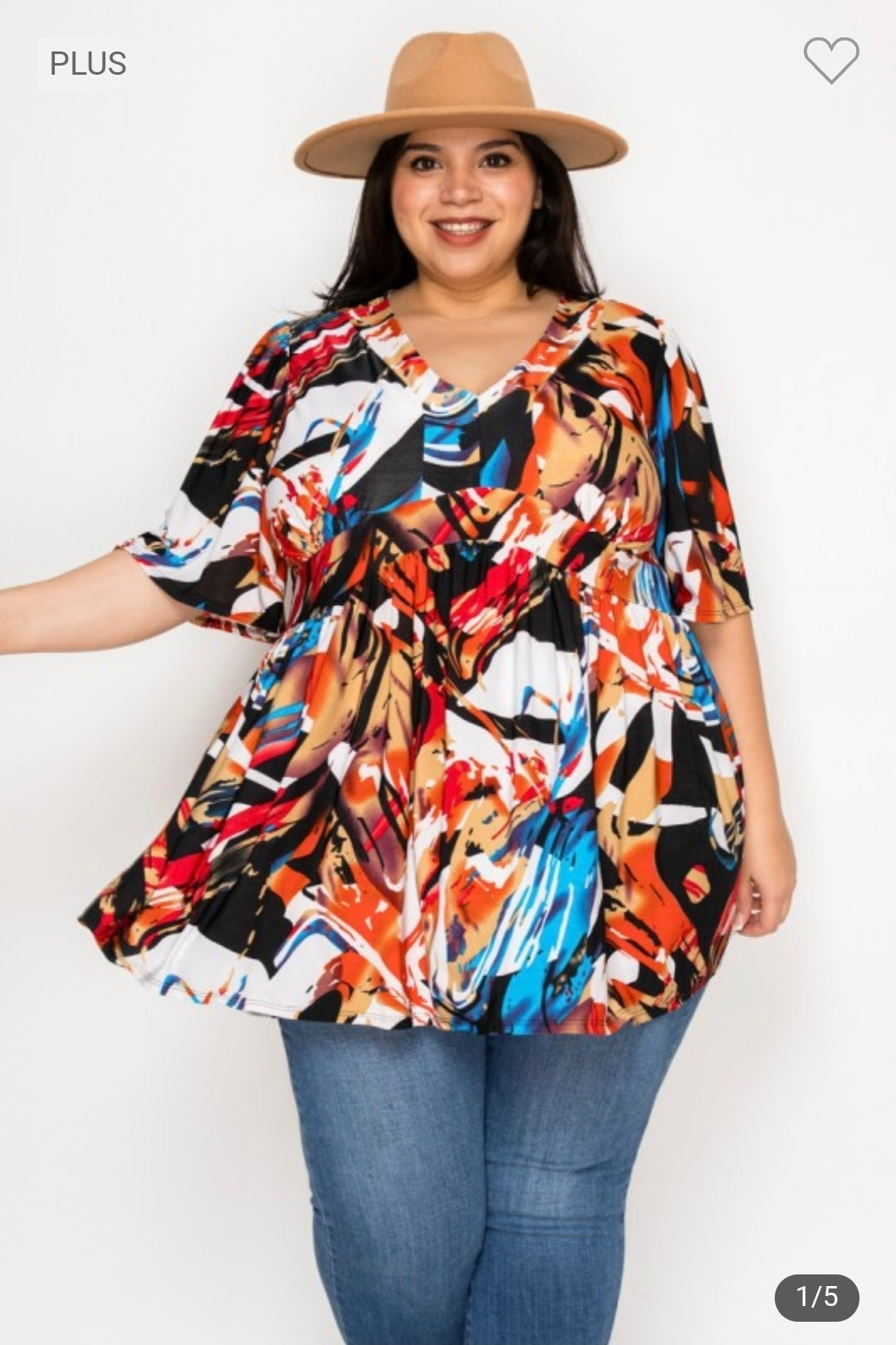 Plus size v neck flowy top