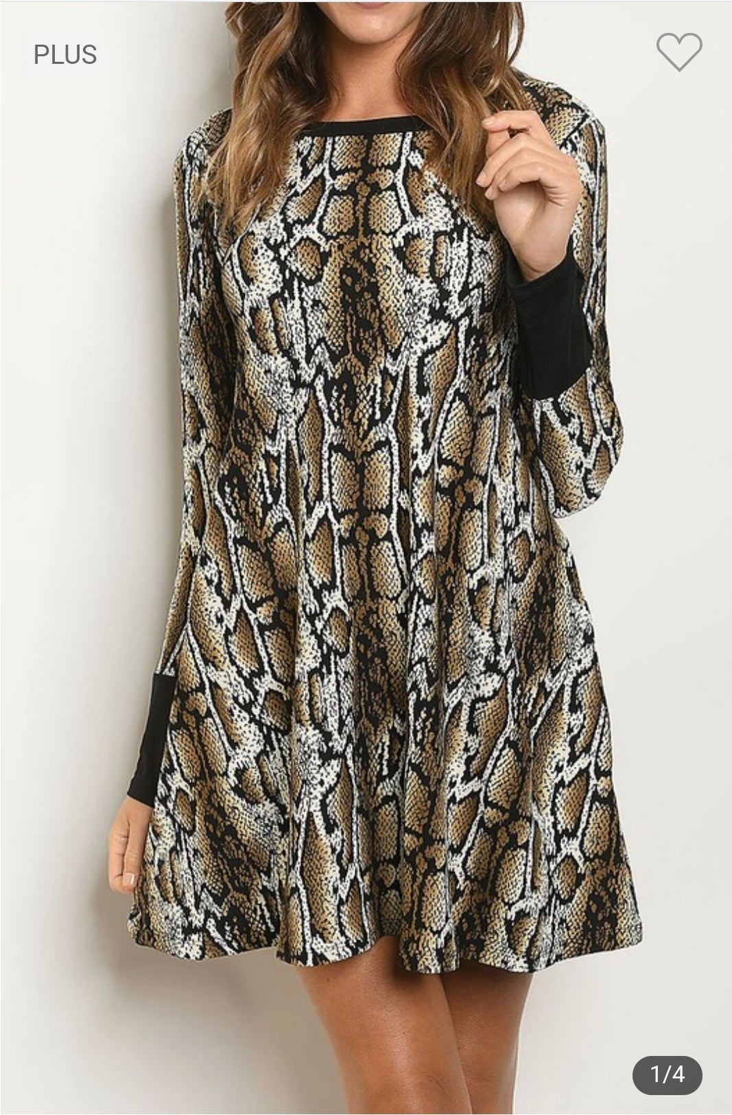 Contrast sleeve animal print swing dress