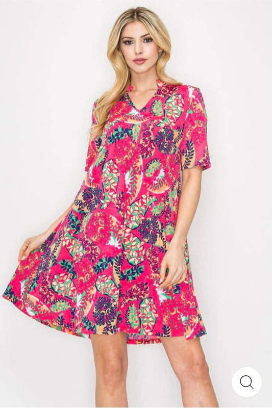 Plus size dress fushia