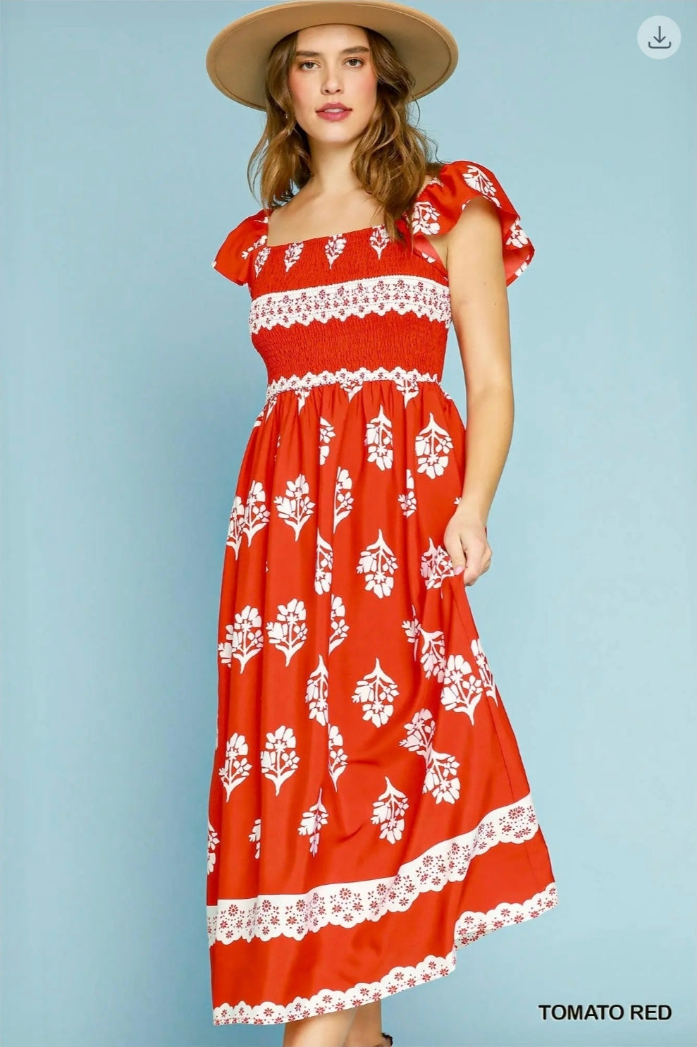 Romantic smocked midi dress