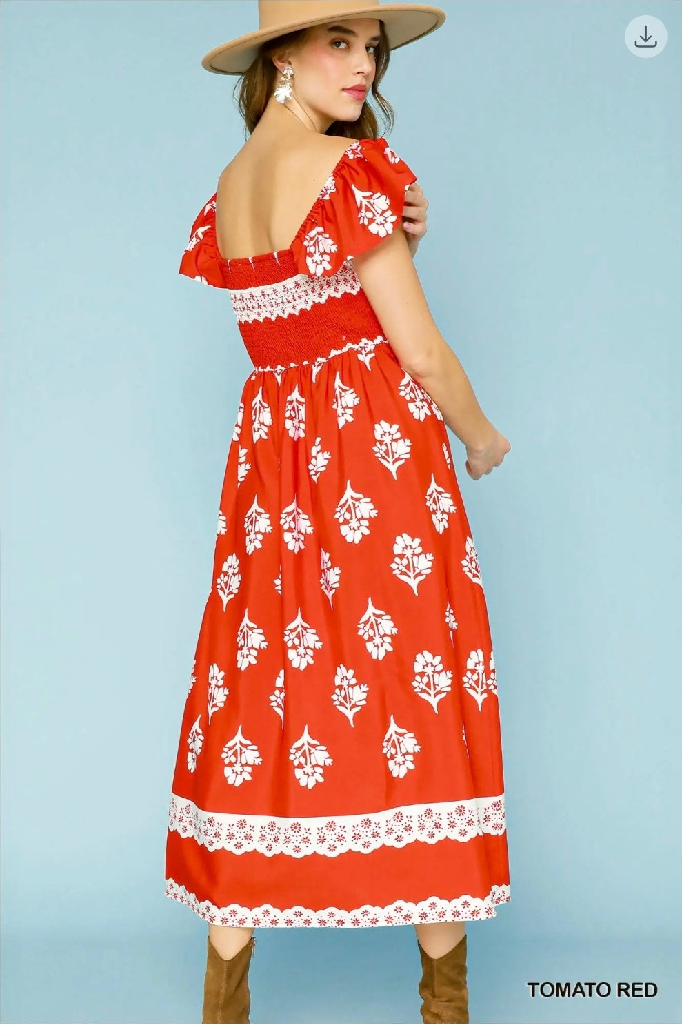 Romantic smocked midi dress