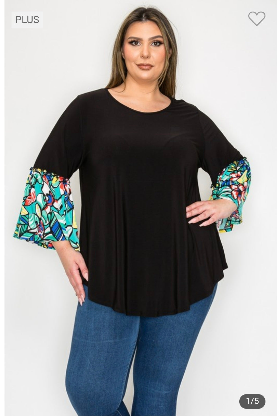 Plus size ruffles sleeves tunic top