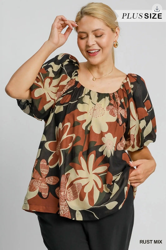 Round neck print top details