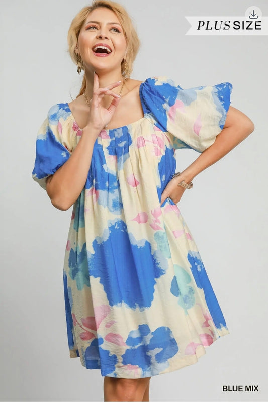 Floral watercolor print dress