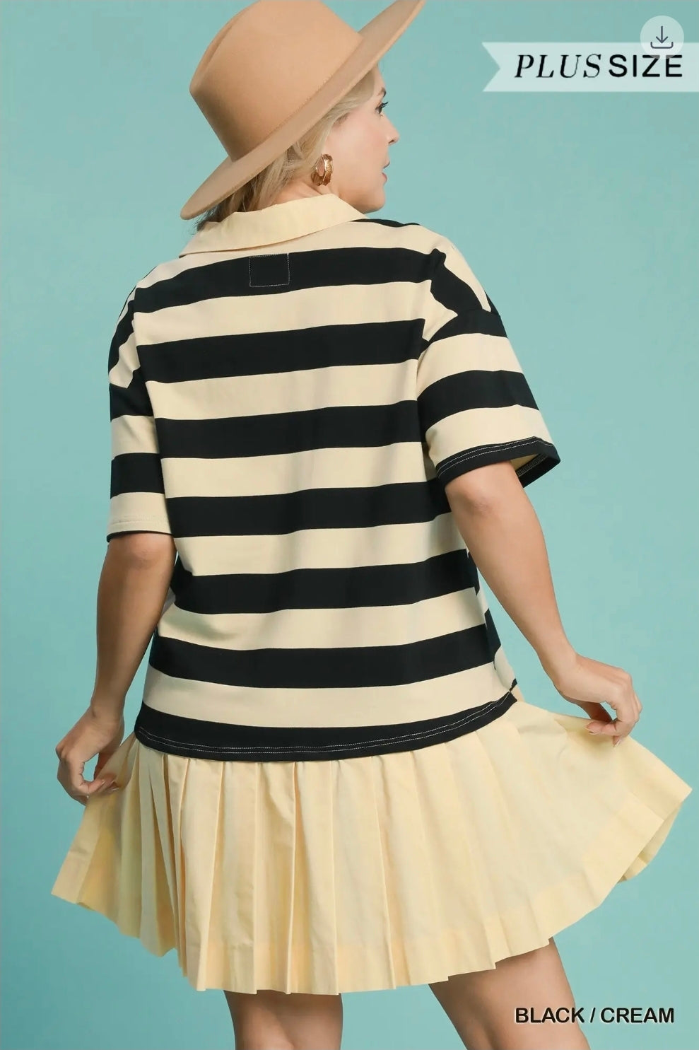 Striped polo pleated mini dress