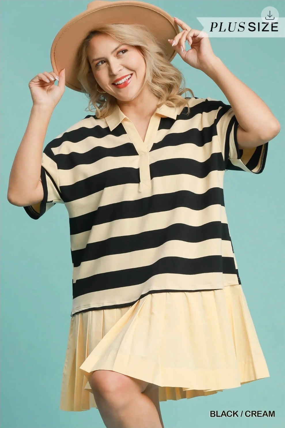 Striped polo pleated mini dress