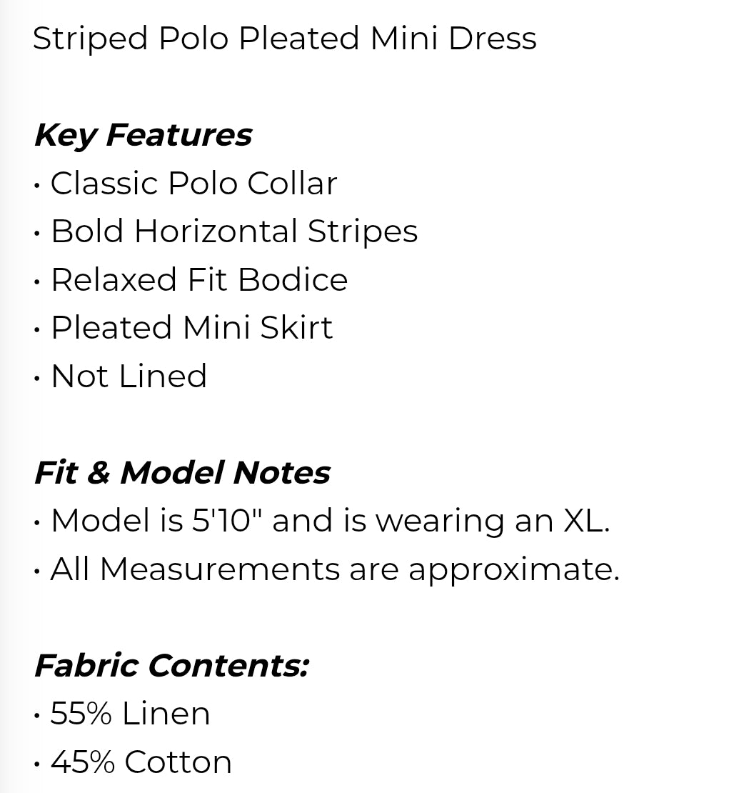 Striped polo pleated mini dress