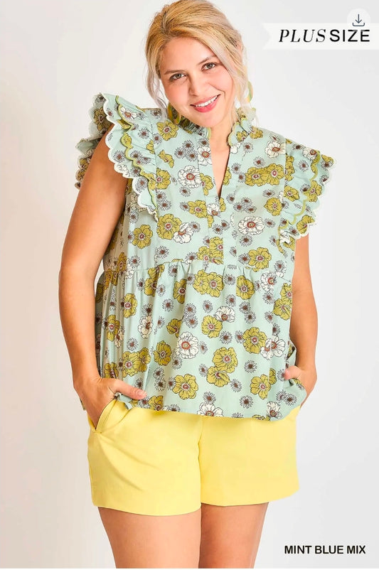 Floral print peplum top