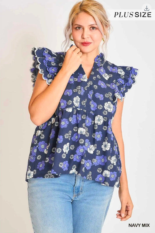 Floral print peplum top