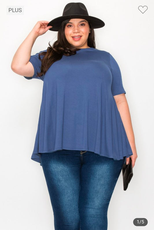 Plus size tunic top navy indigo