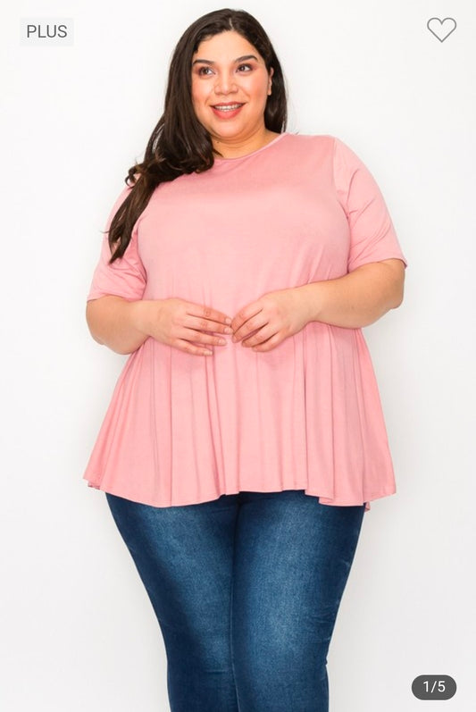 Plus size tunic top blush