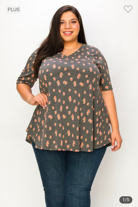 Plus size v neck tunic top