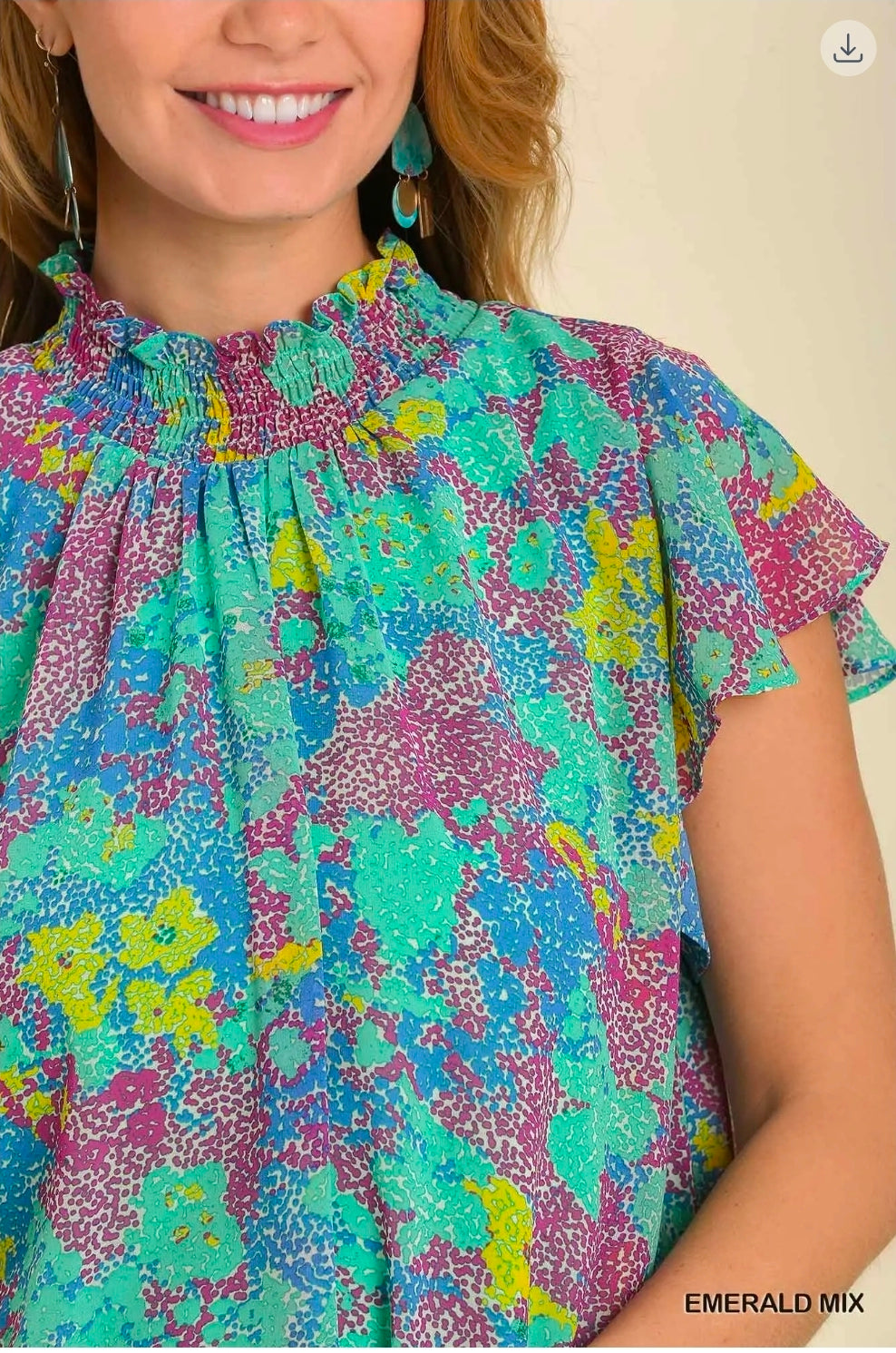 Abstract print smockedchiffon dress