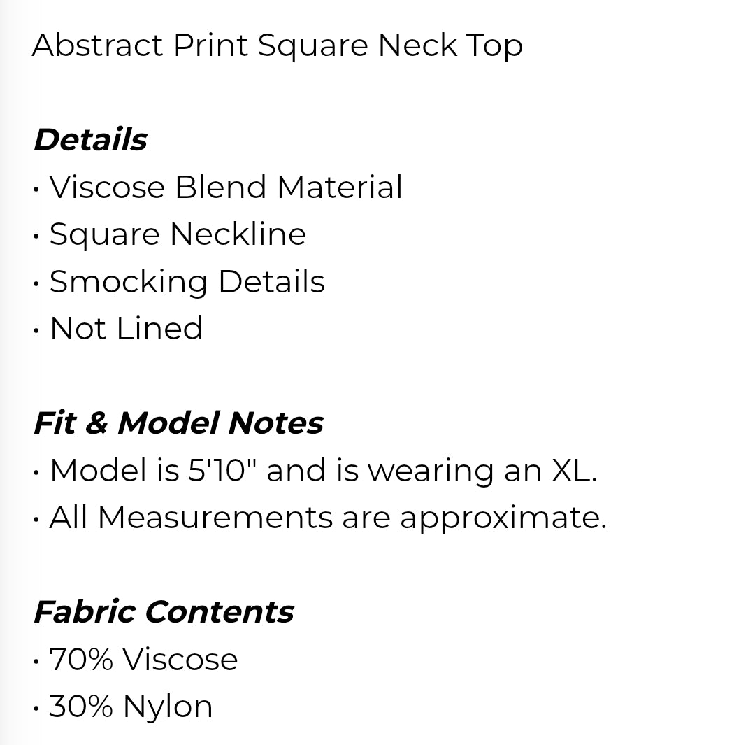 Abstract print square neck top