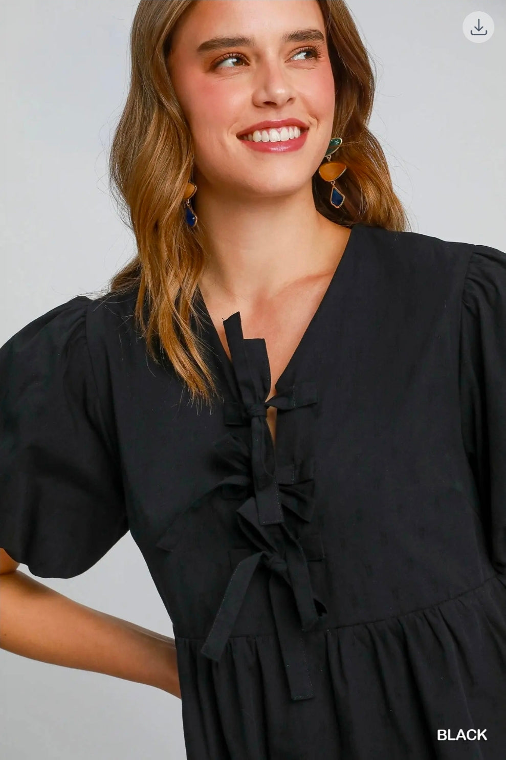 Babydoll peplum dress with ballon sleeves