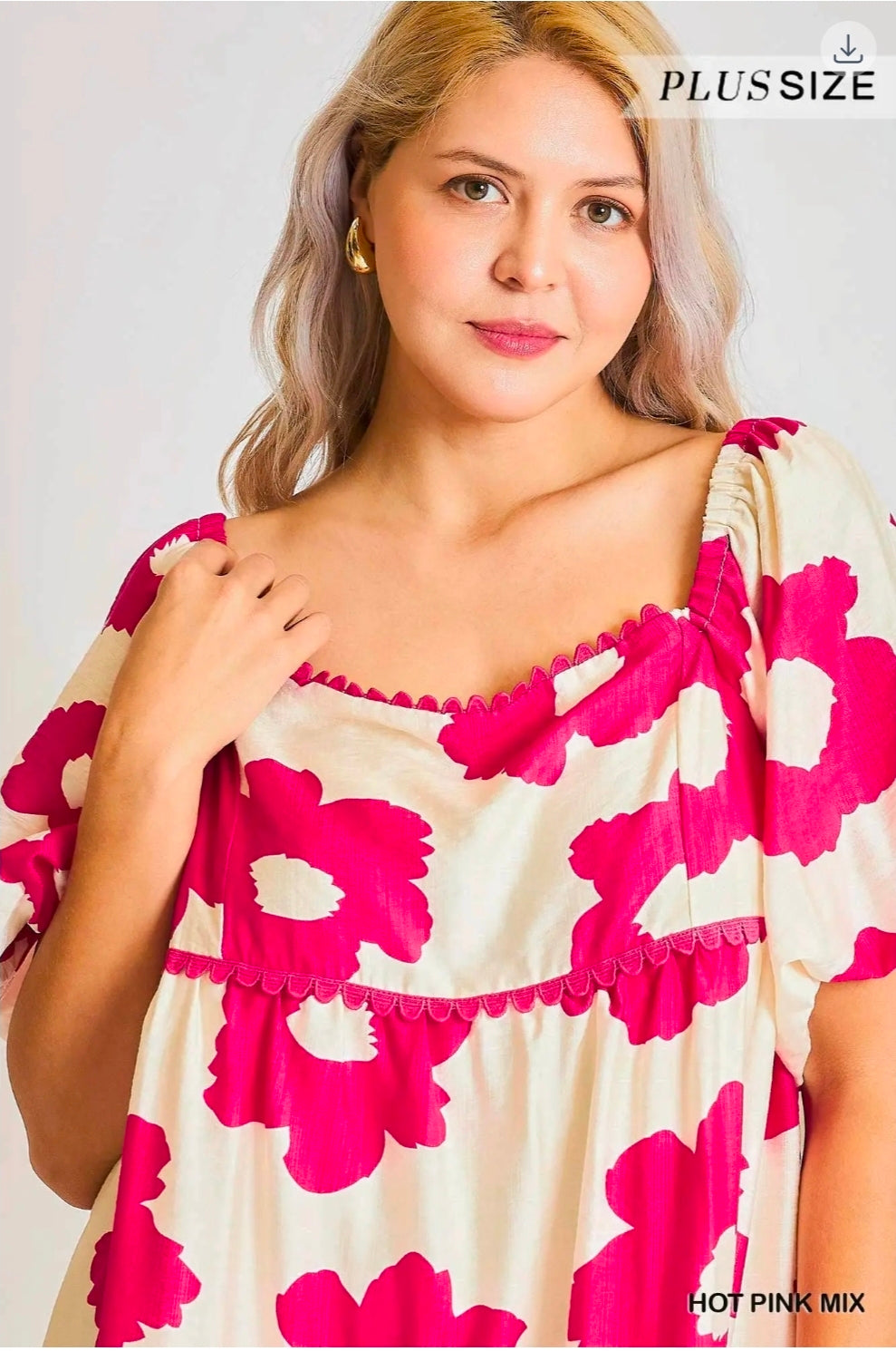 Flower print plus mini dress