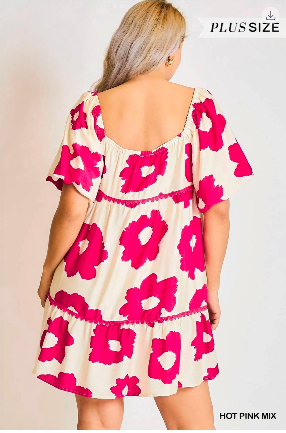 Flower print plus mini dress