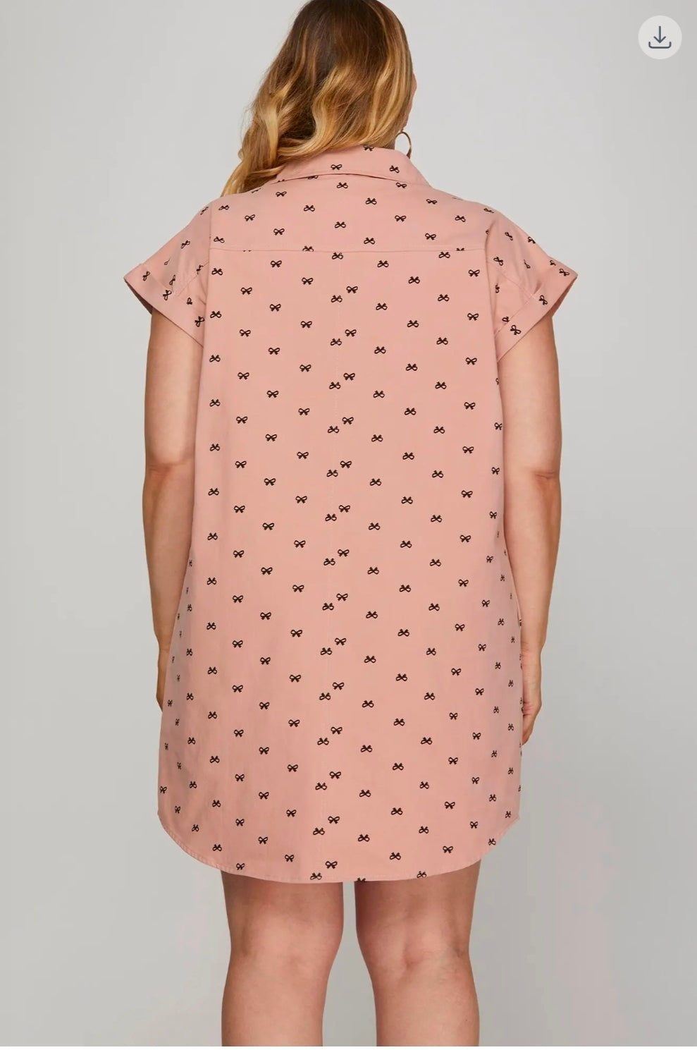 Rose Bow print cotton shirt dress