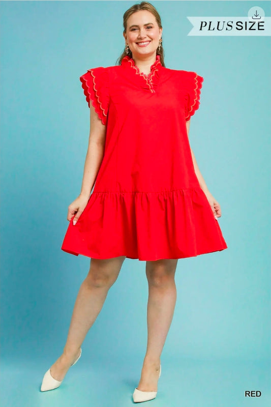 Ruffled sleeved dress